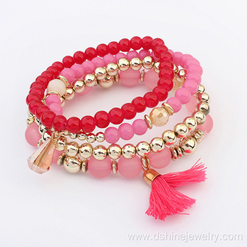 Colorful Beads Elastic Multi Layer Chain Women Bracelets